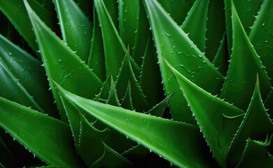Green aloe vera plant close up