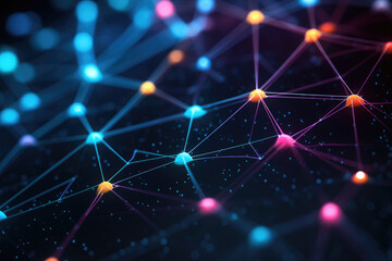 Digital abstract network connection of dots and lines technology background