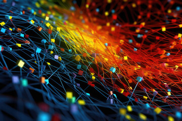 Digital abstract colorful network connection of dots and lines technology background