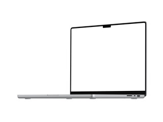 Right View Macbook mockup with transparent screen for inserting images, isolated from background,...