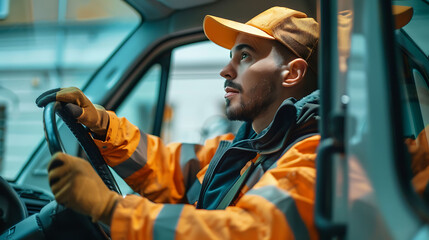 A Delivery Driver Maintaining vehicle cleanliness and performing routine maintenance checks to ensure safe and reliable operation - obrazy, fototapety, plakaty