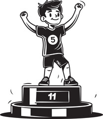 The Conquerors Legacy Stage Vectors Black Logo Icon Champion Unveiling the Champion First Place Triumph in Black Logo Icon Design