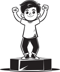 Conquering Creativity Stage Vectors Black Logo Icon Champion Innovating Triumph First Position Brilliance in Stage Vector Black Logo Icon