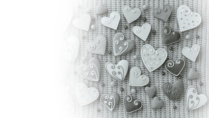 A banner for Valentine's Day. White gradient. Black and white © Valeriia Zub