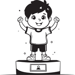 The Ultimate Champion Conquering Stage Vectors Black Logo Icon Victorious Vision First Position Brilliance in Black Logo Icon Design