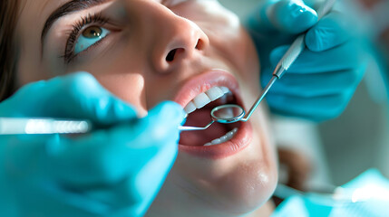 A Dentist Diagnosing and treating dental conditions such as tooth decay, gum disease, and oral infections - obrazy, fototapety, plakaty