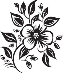 Sublime Blossoms Exquisite Blooming Flower Vector Black Logo Design Tranquil Petals Peaceful Vector Black Logo Icon with Blooming Flowers
