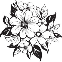 Blooming Wonder Marvelous Blooming Flower Vector Black Logo Serenity in Bloom Tranquil Vector Black Logo Icon with Blooming Flowers
