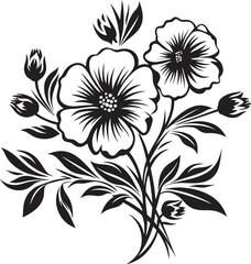 Garden of Serenity Serene Blooming Flower Vector Black Logo Timeless Bloom Classic Vector Black Logo Icon with Blooming Flowers