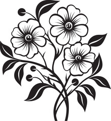 Floral Fantasia Imaginative Blooms in Vector Black Logo Design Botanic Bliss Serene Flower Vector Black Logo Icon