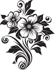 Petals in Perfection Exquisite Flower Vector Black Logo Design Blossoming Beauty Intricate Floral Vector Black Logo Icon