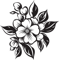 Floral Fantasy Enchanting Blooms in Vector Black Logo Icon Botanical Beauty Natural Flower Vector Black Logo Design
