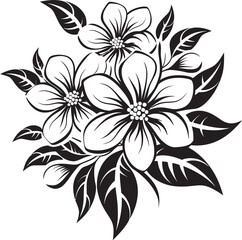 Elegant Blossoms Refined Flower Vector Black Logo Design Floral Fantasia Whimsical Blooms in Vector Black Logo Icon