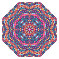 Floral ethnic tribal festive pattern. Mexican design. Geometric paisley medallion pattern mandala