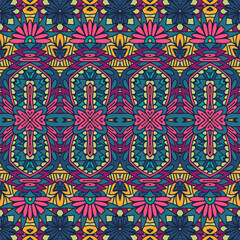 Ethnic tribal festive pattern for fabric. Abstract geometric colorful seamless pattern ornamental. Mexican design.