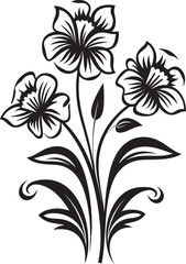 Botanical Beauty Exquisite Flower Vector Black Logo Design Burgeoning Blossoms Growing Blooms in Vector Black Logo Icon