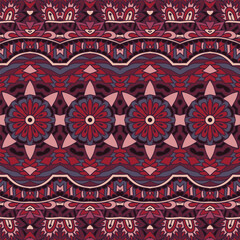 Ethnic vintage style pattern for fabric. Abstract geometric mandala colorful seamless pattern ornamental.