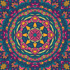 Abstract festive colorful mandala vector ethnic tribal pattern