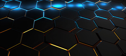 Abstract background with hexagons, black and one color light