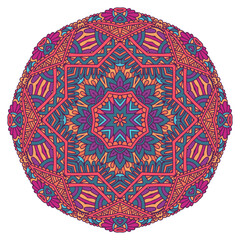 Mandala ethnic festival art Vector geometric carnival indian style print. Flower medallion print.