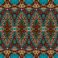Bohemian repeating background texture seamless pattern vector. Boho ornamental carpet. Arabesque design.