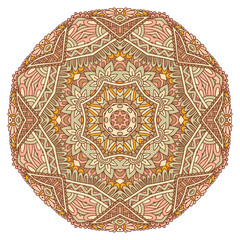 Abstract vintage muted colors ornamental Medallion. Vector Mandala flower rosette.