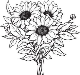 Golden Glow Vector Black Logo Bouquet of Sunflowers Sunlit Charm Sunflower Bouquet Vector Black Logo Icon