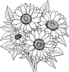 Natures Splendor Sunflower Bouquet in Black Logo Vector Harvest Glow Vector Black Logo Sunflower Bouquet
