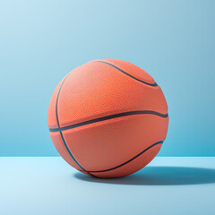 Basketball ball on pastel blue background