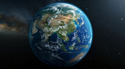 Planet Earth - Asia. 3D Rendering. Stars my own photo 
