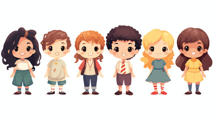 Children flat vector isolated on white background -