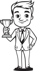 Business Excellence Businessman with Trophy Vector Black Logo Icon Trophy Symbol Trophy Holding Businessman Vector Black Logo Design