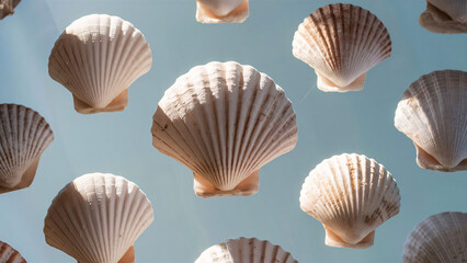 collection of seashells pattern, generative ai