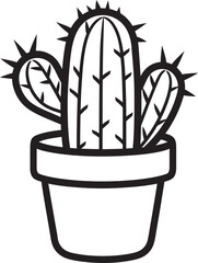 Southwest Serenity Cactus Pot Vector Icon Design Succulent Sensation Cactus Pot Black Emblem