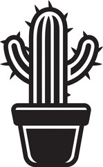 Desert Dream Cactus Pot Black Icon Design Cacti Charm Cactus Pot Vector Emblem