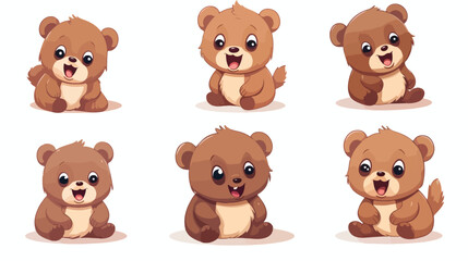 Cute baby bear cartoon flat vector isolated on whit