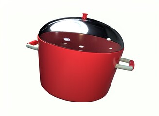 cartoon red soup pot on a white background 3d rendering