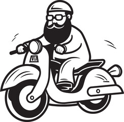 Pedaling Perfection Cartoon Man Riding Bike Black Emblem Design Bicycle Bliss Cartoon Man on Bike Vector Icon Symbol