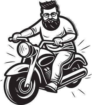 Bike Bliss Cartoon Man on Bike Vector Logo Icon Cycling Conquest Cartoon Man Riding Bike Black Icon Symbol