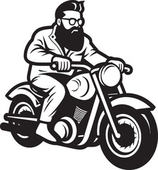 Bicycle Bliss Cartoon Man on Bike Black Logo Symbol Cycle Commute Cartoon Man Riding Bike Vector Emblem Design