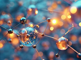 Molecular structure, symbolizing fundamental concepts in medicine, showcasing the intricate details of molecular bonds. AI.