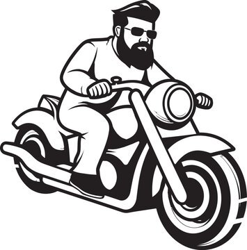 Cycle Explorer Cartoon Man Riding Bike Vector Logo Emblem Bicycle Bound Cartoon Man on Bike Black Emblem Symbol