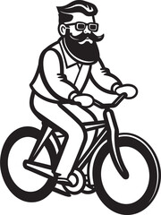 Obraz na płótnie Canvas Cycle Fun Cartoon Man on Bike Vector Symbol Design Bike Enthusiast Cartoon Man Riding Bike Black Logo Emblem