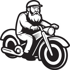 Bicycle Adventure Cartoon Man on Bike Vector Emblem Emblem Cycle Excursion Cartoon Man Riding Bike Black Logo Logo
