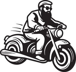 Bike Adventure Cartoon Man on Bike Vector Icon Icon Pedal Power Cartoon Man Riding Bike Black Emblem Emblem