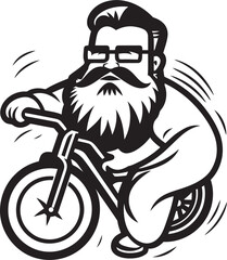 Pedal Power Cartoon Man Riding Bike Black Emblem Emblem Cycling Joy Cartoon Man on Bike Vector Symbol Symbol