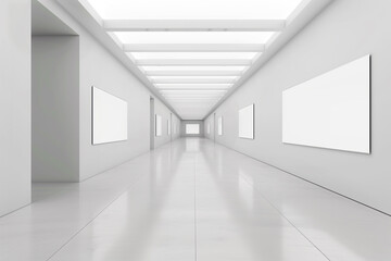 Mock-up space in a white gallery interior