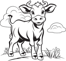 Coloring Adventure Cow Page Emblem Whimsical Moo Cartoon Cow Logo