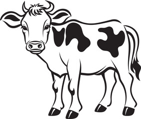 Cartoon Cow Celebrations Coloring Page Black Logo Radiant Ranch Cartoon Cow Vector Emblem Design