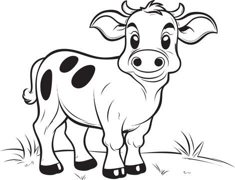 Cartoon Cow Capers Coloring Vector Icon Design Joyful Journeys Cartoon Cow Black Logo Emblem